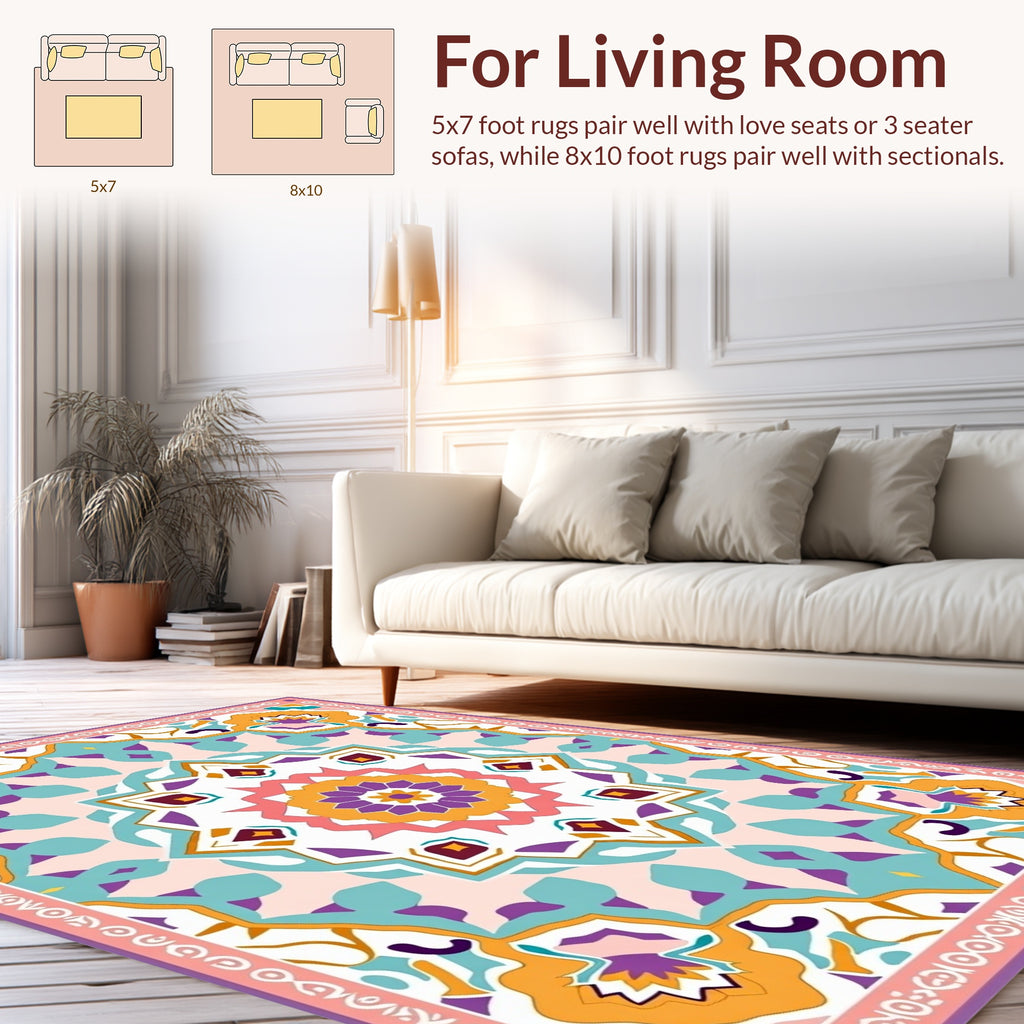 Vibrant Floral Medallion Pattern Design Rug