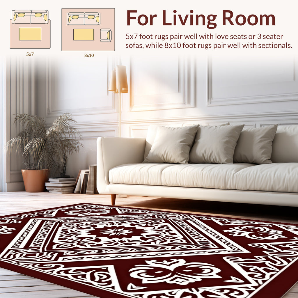 Elegant Floral Mandala Geometric Pattern Rug