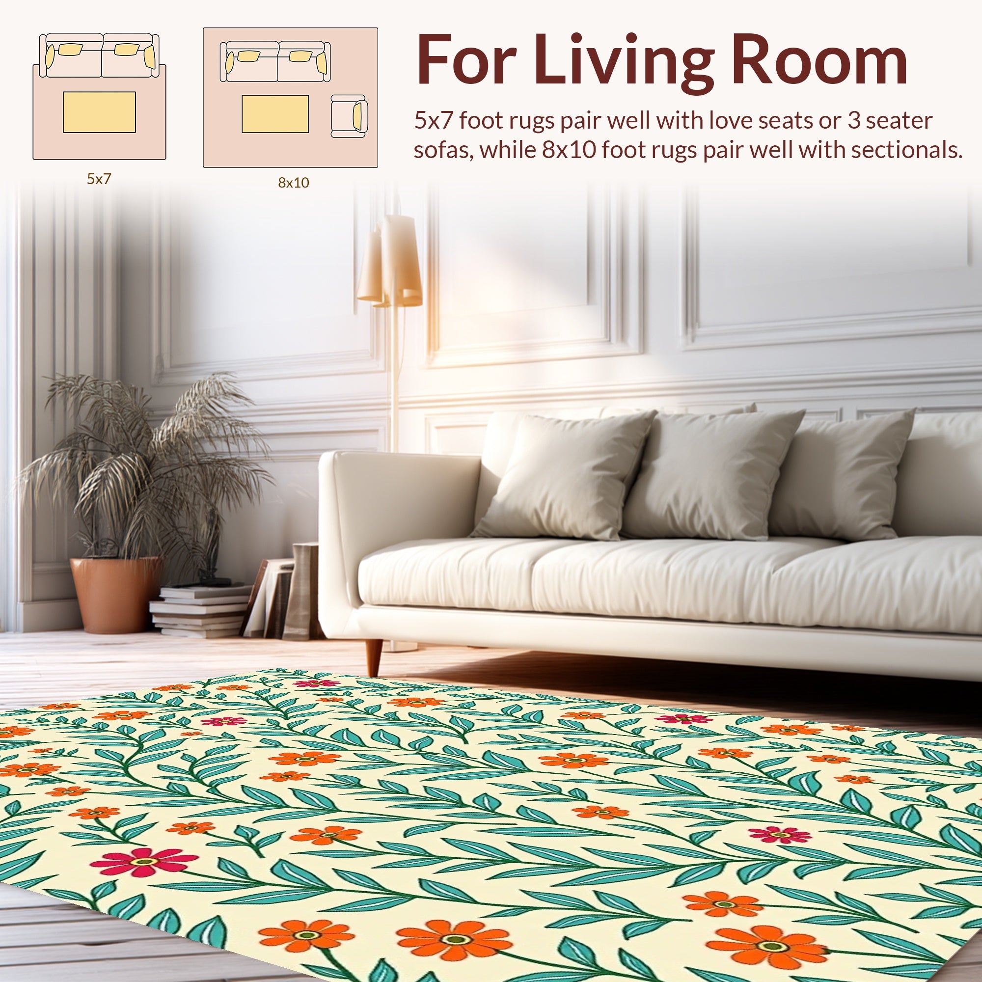 Whimsical Floral Botanical Pattern Rug