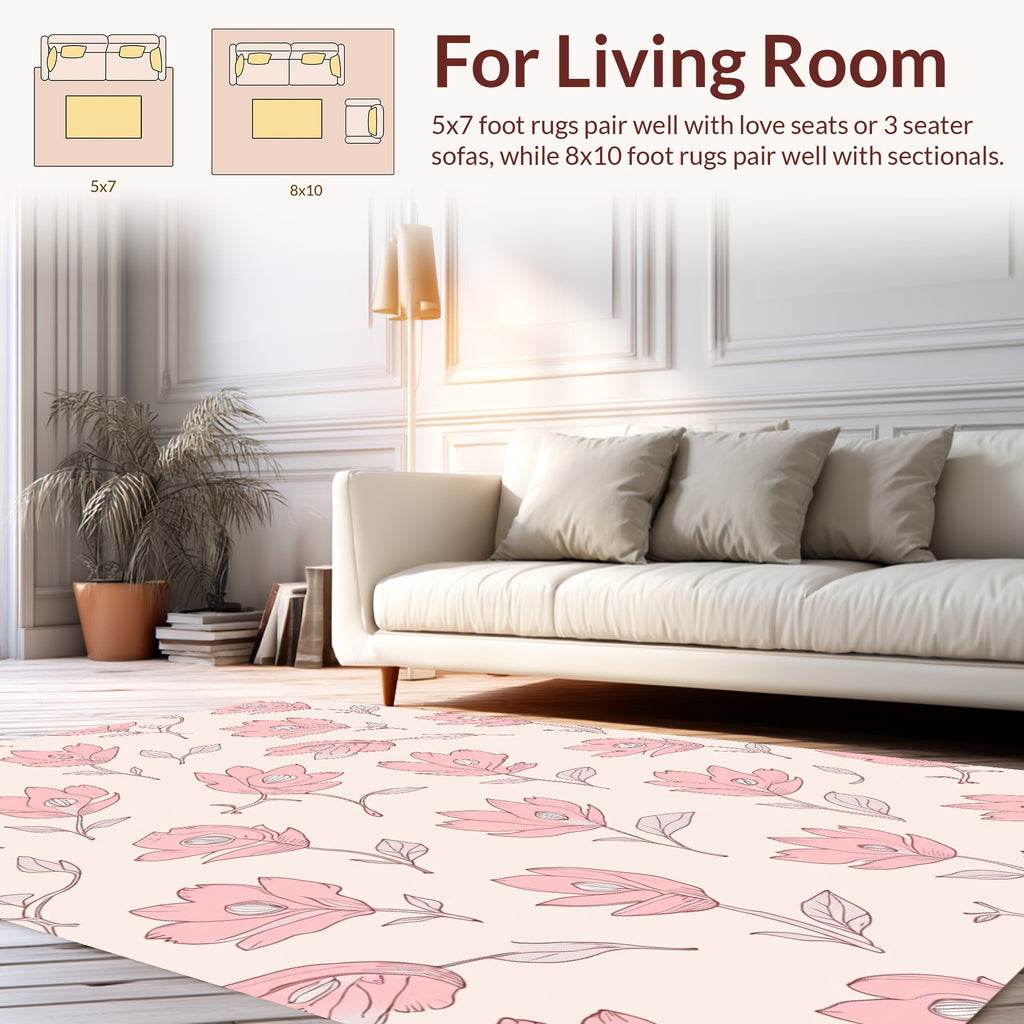 Simple Pink Floral Pattern Rug