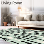 Mid Century Modern Kitchen Utensils Rug