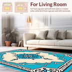 Turquoise And Beige Floral Medallion Rug