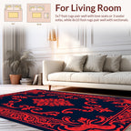 Red Floral Inspired Ornate Border Design Rug