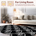 Abstract Black White Swirl Pattern Rug