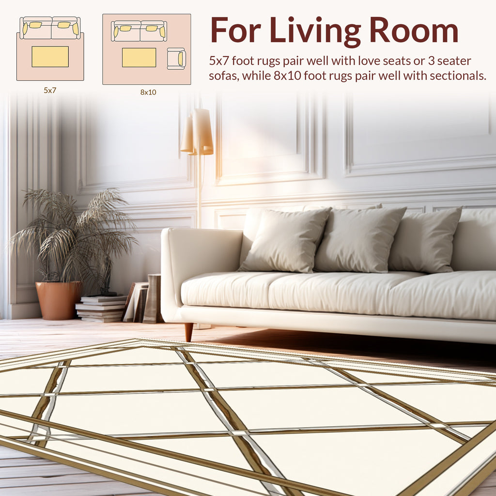 Elegant Lattice Diamond Border Pattern Rug