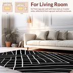 Black White Grid Stripes Pattern Rug