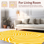 Swirling Yellow White Abstract Lines Rug