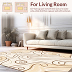Cream, Brown Swirl Abstract Pattern Rug