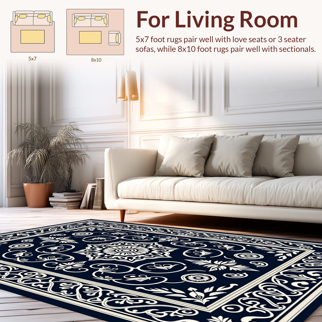 Classic Floral Filigree Dark Rug