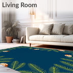 Deep Blue Pine Cone Spruce Branches Rug
