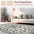 Cream Navy Floral Medallion Rug