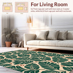 Earthy Green Leaf Abstract Pattern Rug