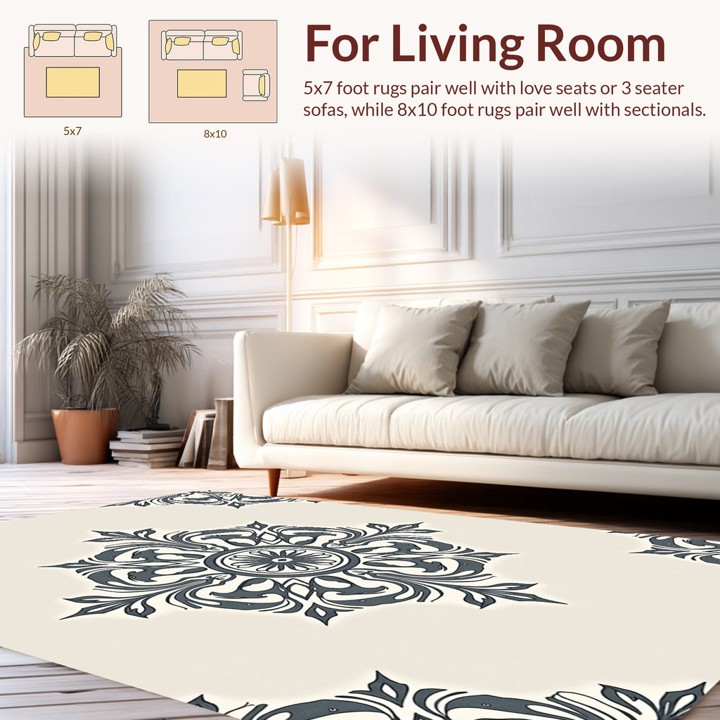 Ornate Floral Medallion Pattern Design Rug