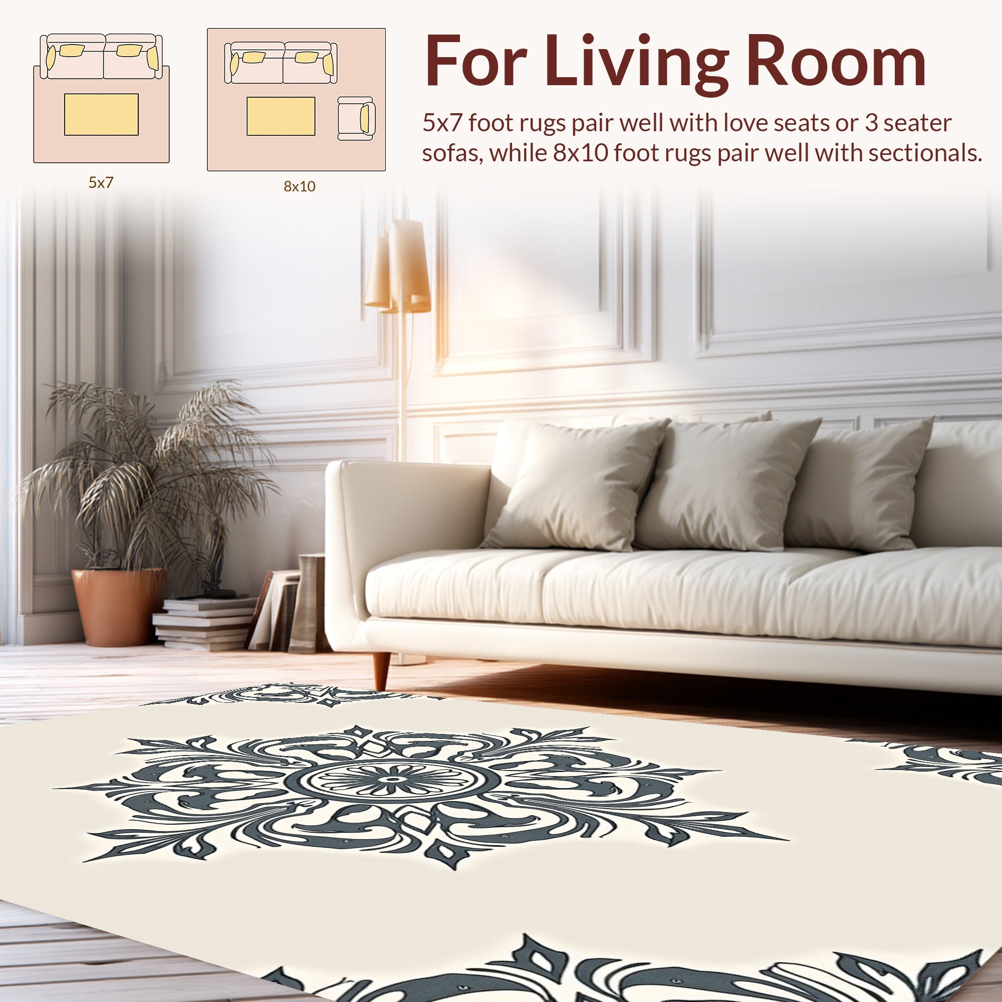 Ornate Floral Medallion Pattern Design Rug