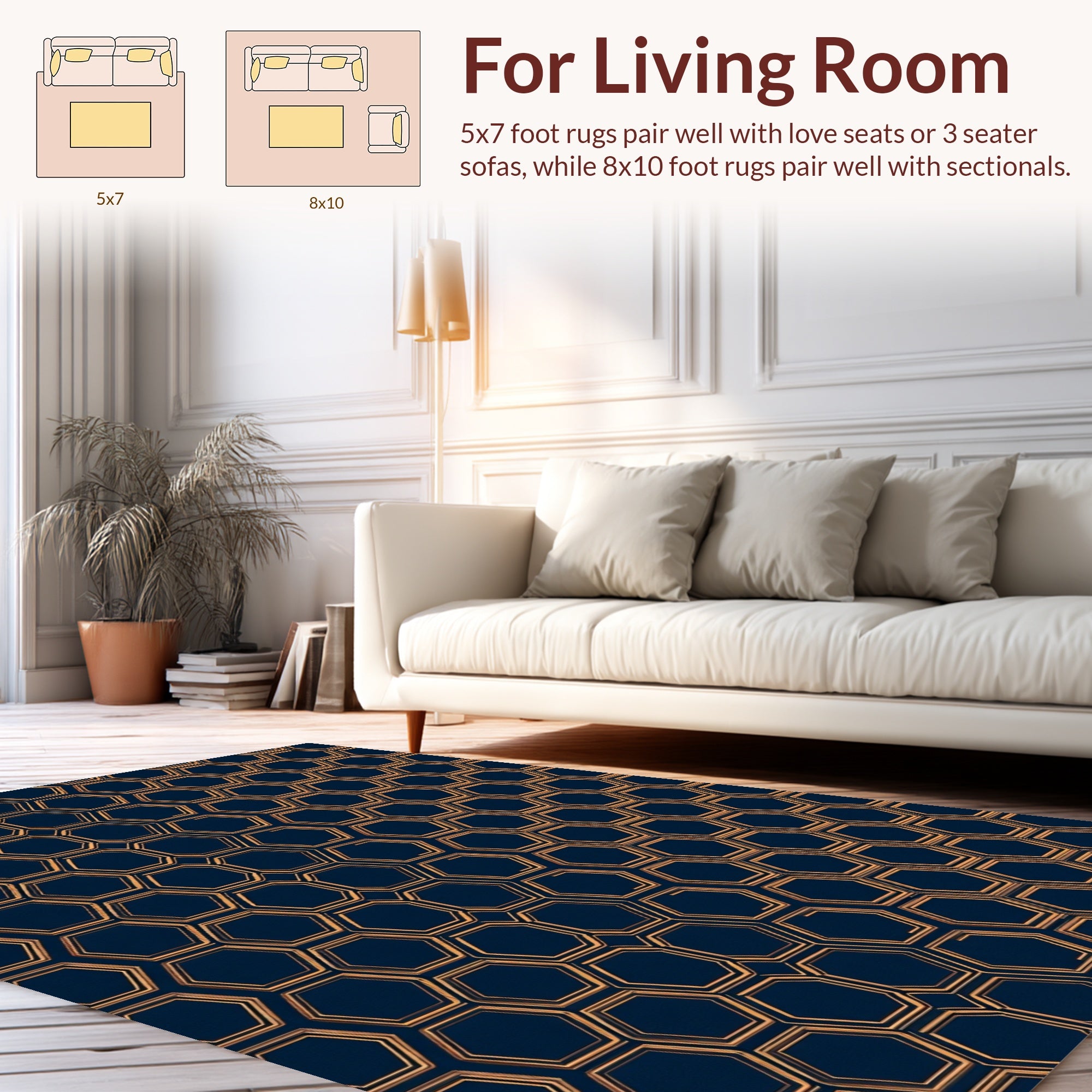 Hexagonal Pattern Geometric Design Rug
