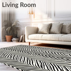 Bold Black White Chevron Stripe Rug