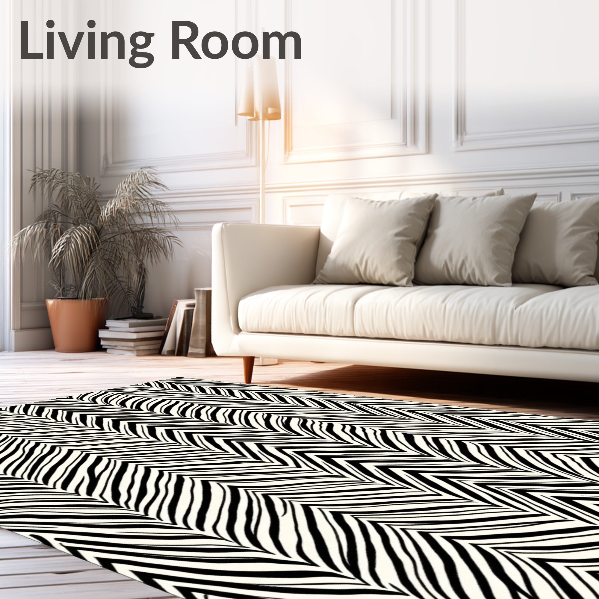 Bold Black White Chevron Stripe Rug