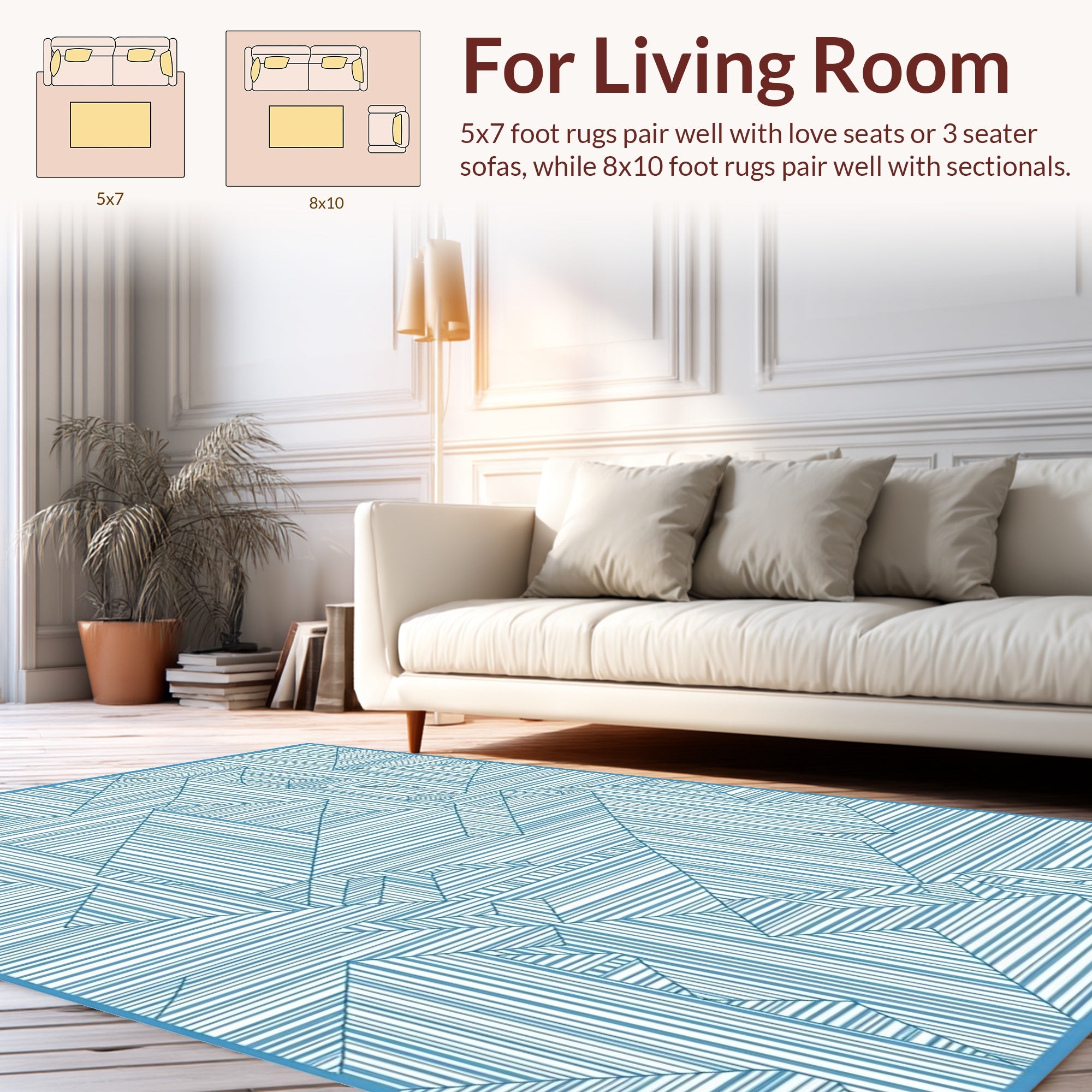 Abstract Geometric Lines Indigo Design Rug
