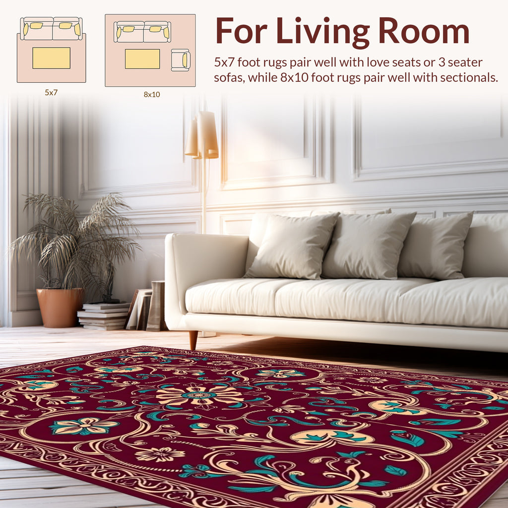 Rich Floral Vine Pattern Rug