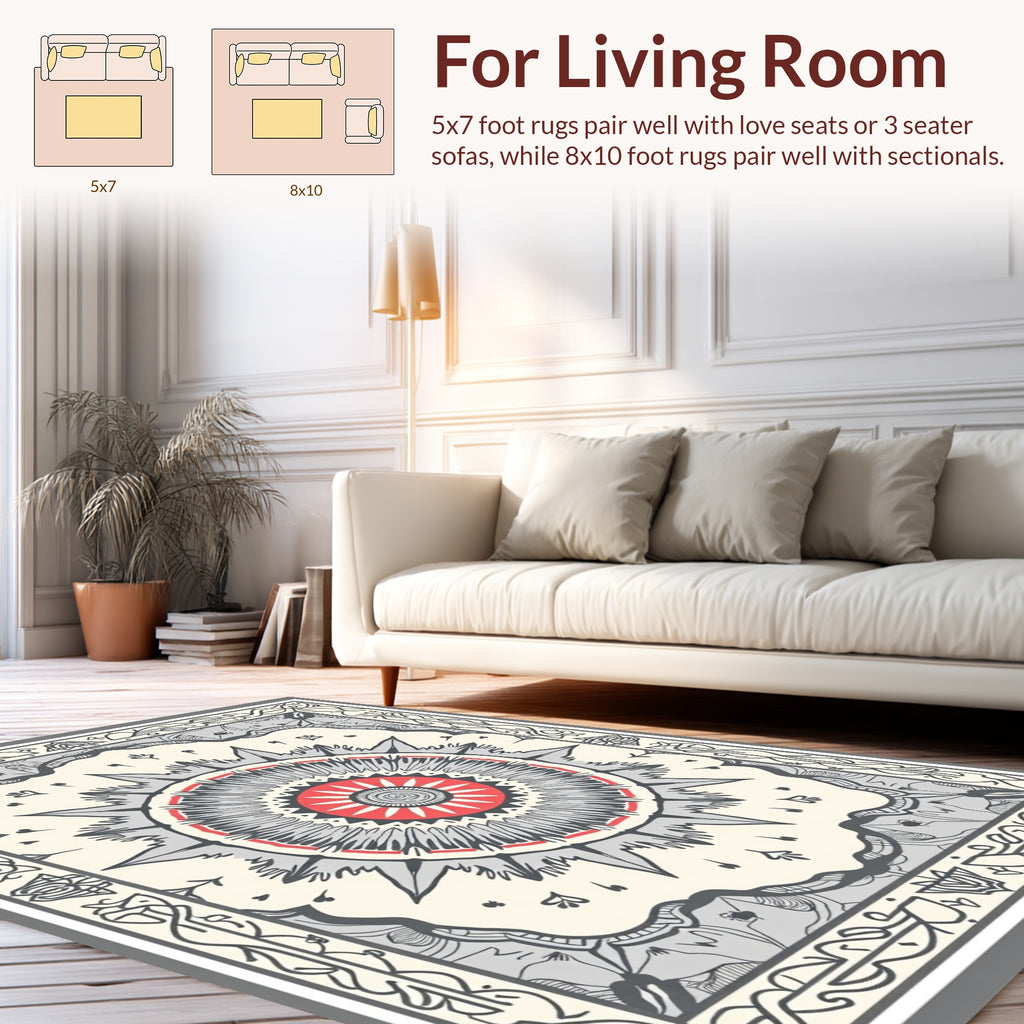 Sun Burst Mandala Floral Design Rug