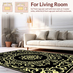 Ornate Mandala Black Gold Pattern Rug