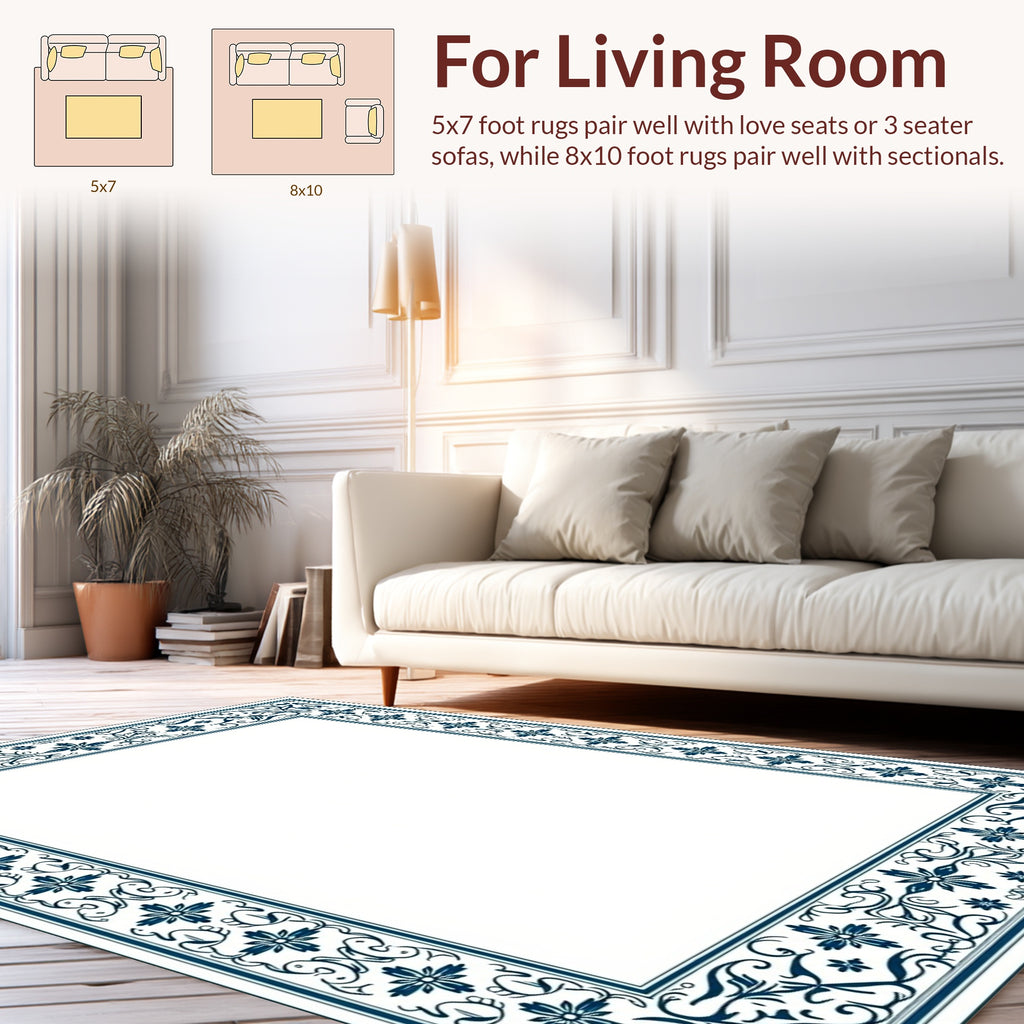 Ornate Floral Vine Pattern Rug