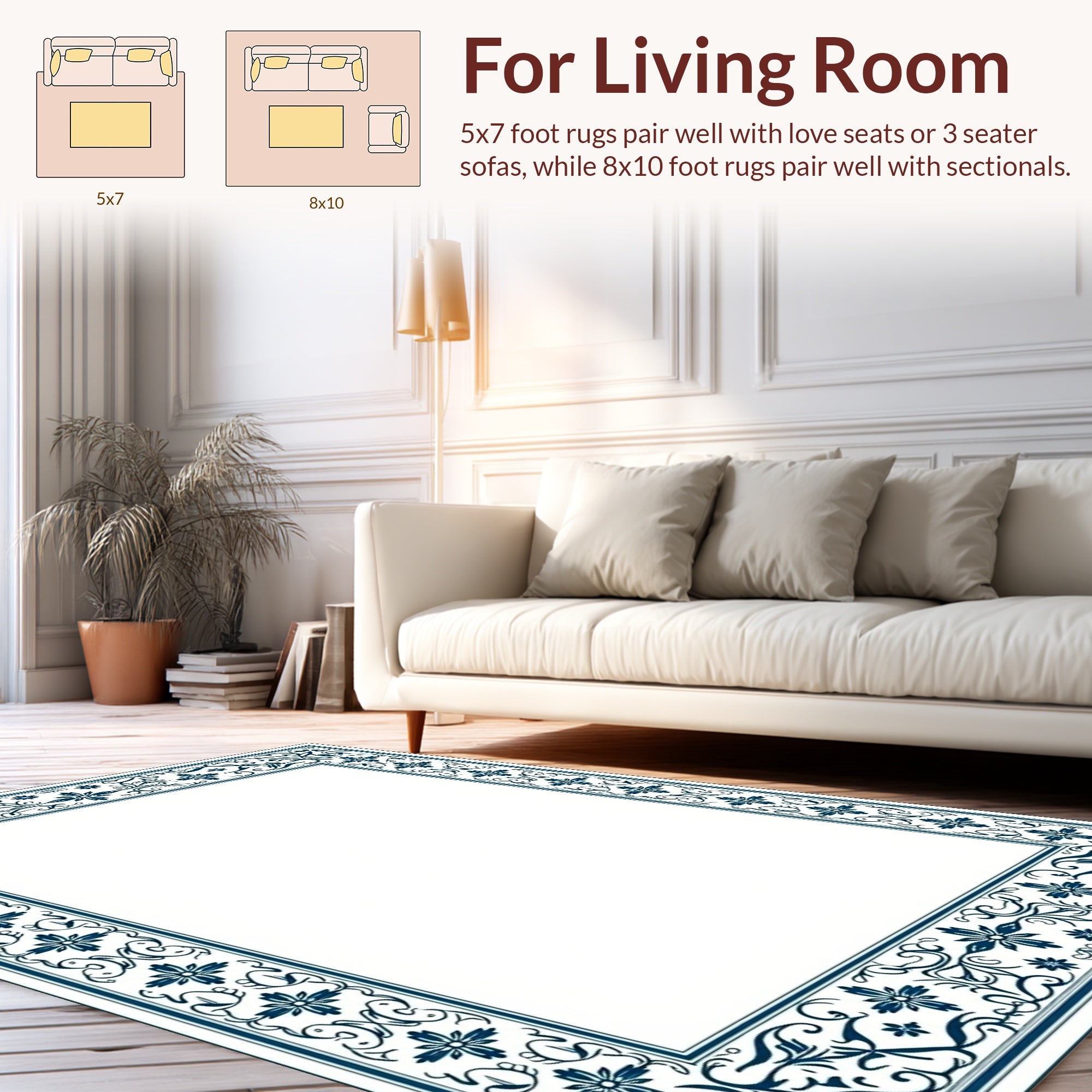 Ornate Floral Vine Pattern Rug