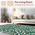 Emerald Green Scroll Floral Pattern Rug