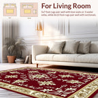 Burgundy Floral Medallion Border Rug