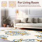 Intricate Blue and Gold Damask Rug