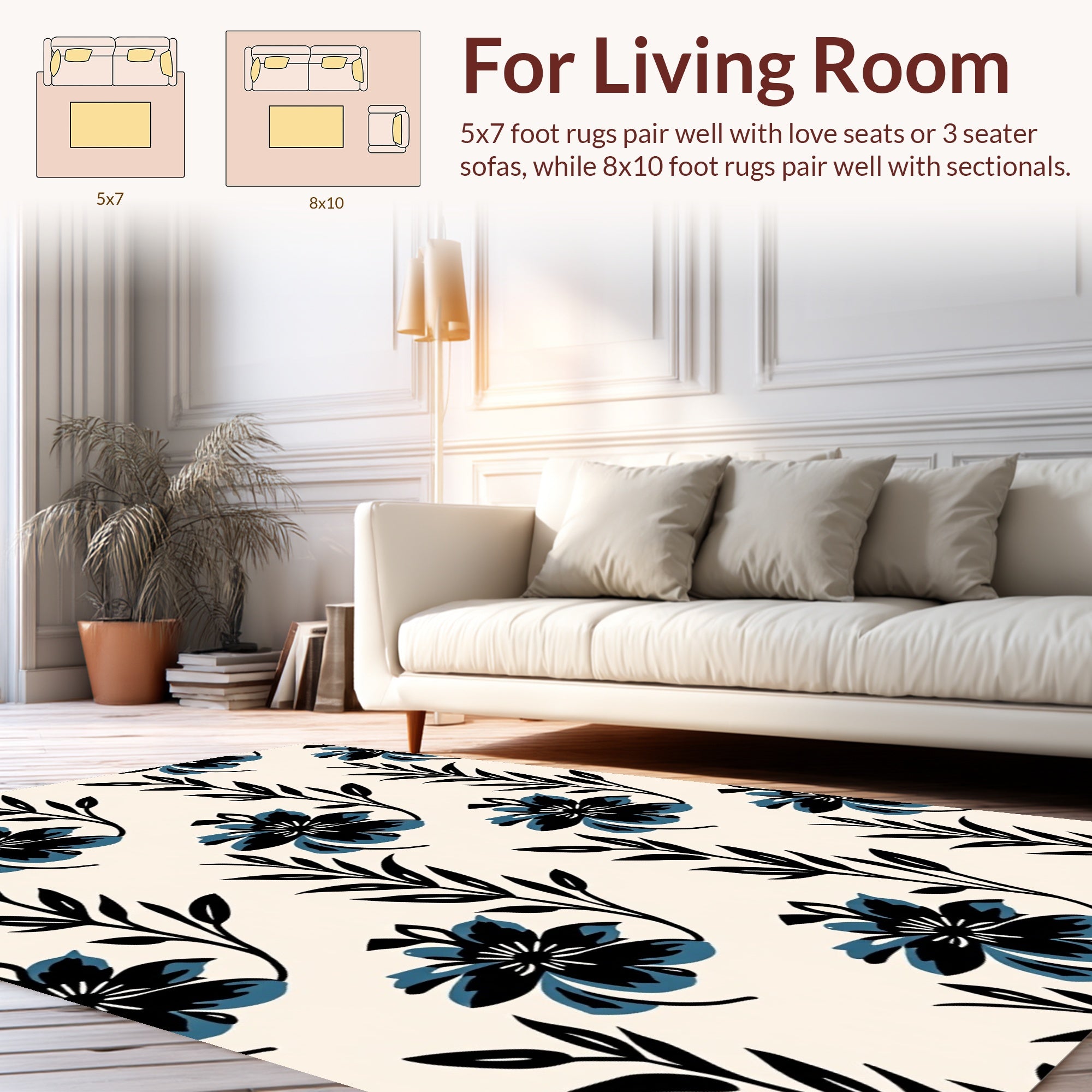 Bold Floral Branch Abstract Design Rug