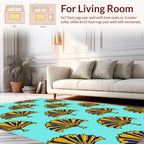 Blue Gold Fan Pattern Rug