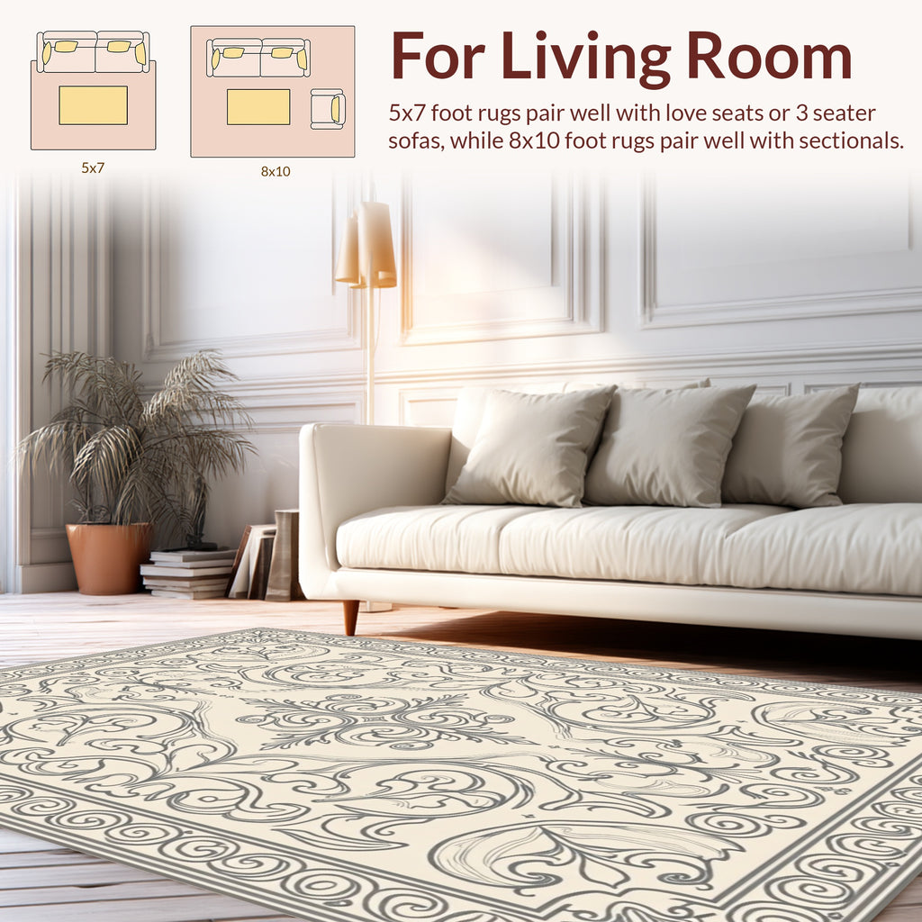 Classical Floral Swirl Detailed Pattern Rug
