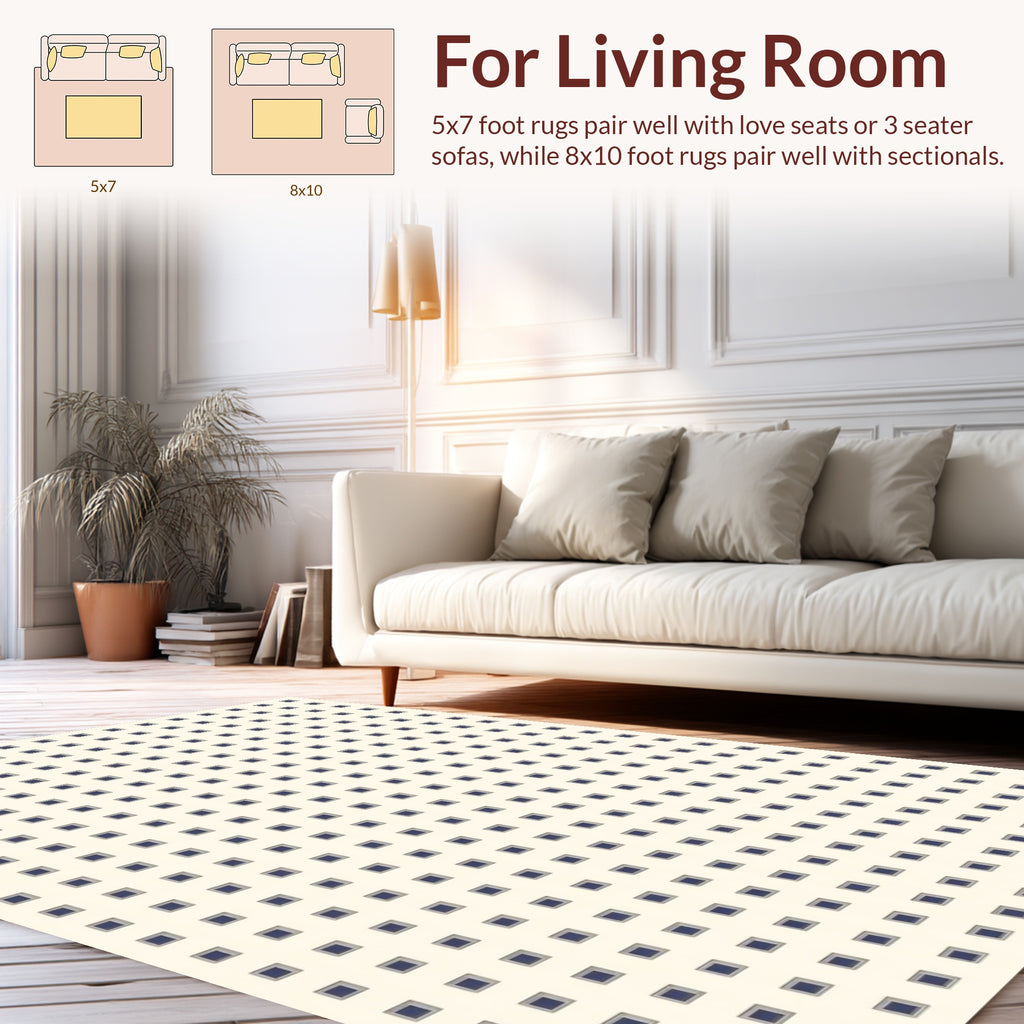 Minimalist Grid Square Pattern Design Rug