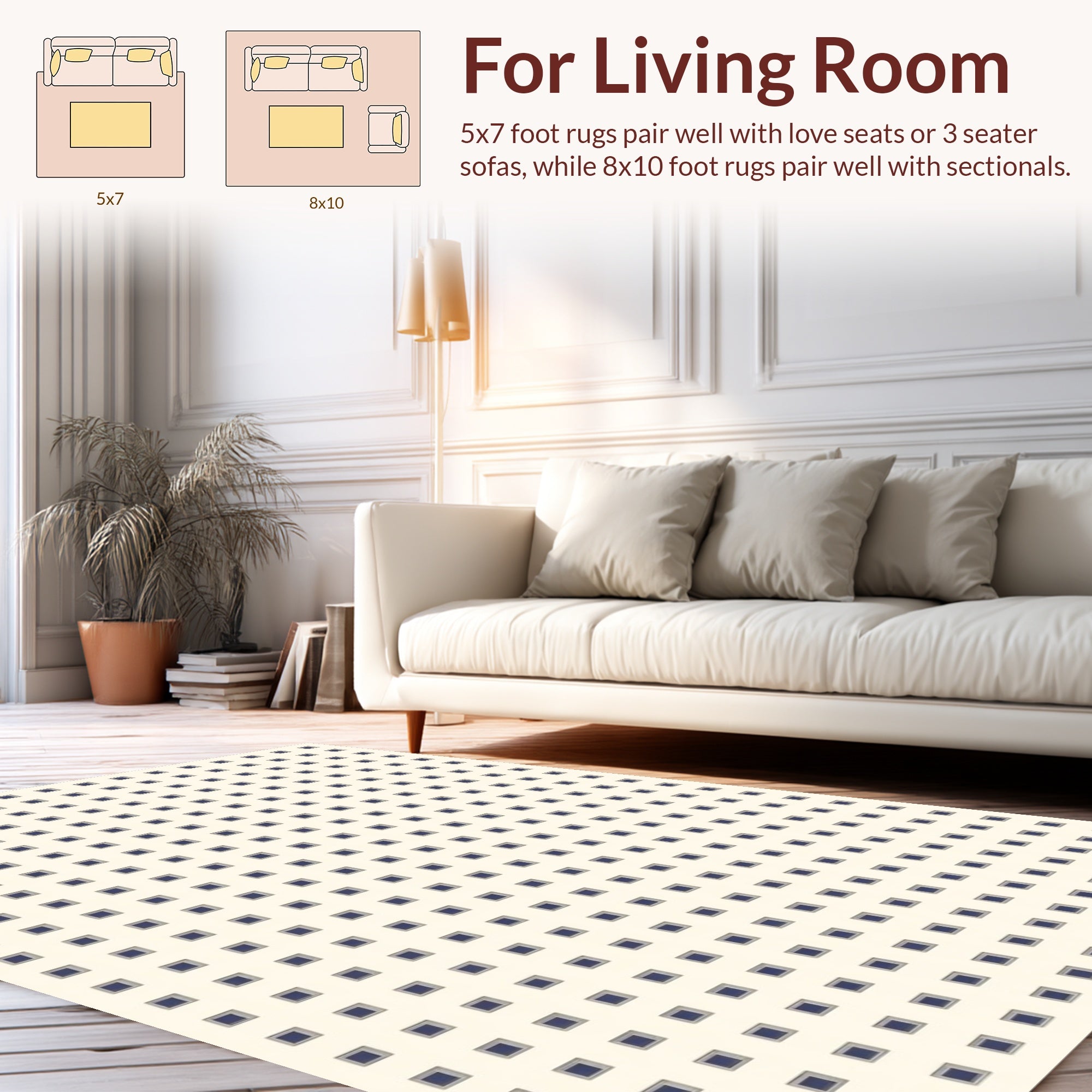 Minimalist Grid Square Pattern Design Rug