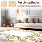 Elegant Cream Gold Damask Pattern Rug