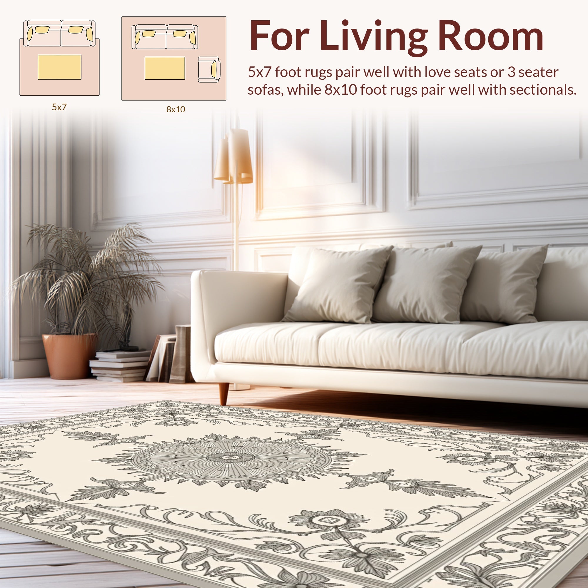 Ornate Floral And Sunburst Pattern Rug