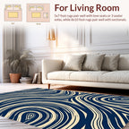 Abstract Swirl Blue Cream Pattern Rug