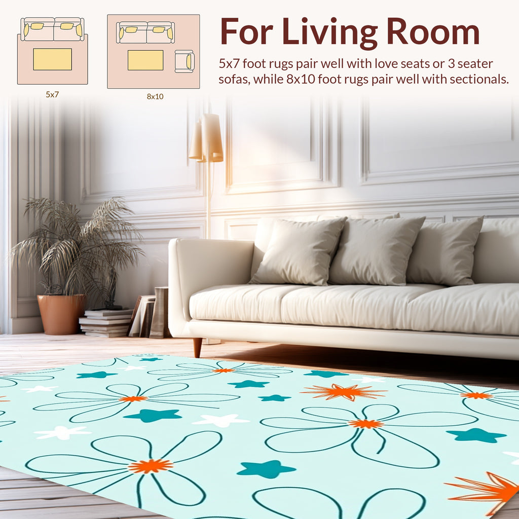 Whimsical Floral Star Design Rug