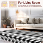Bold Black White Striped Design Rug
