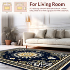 Art Deco Sun Floral Motif Rug