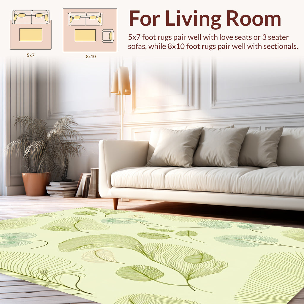Abstract Feather and Leaf Pattern Rug