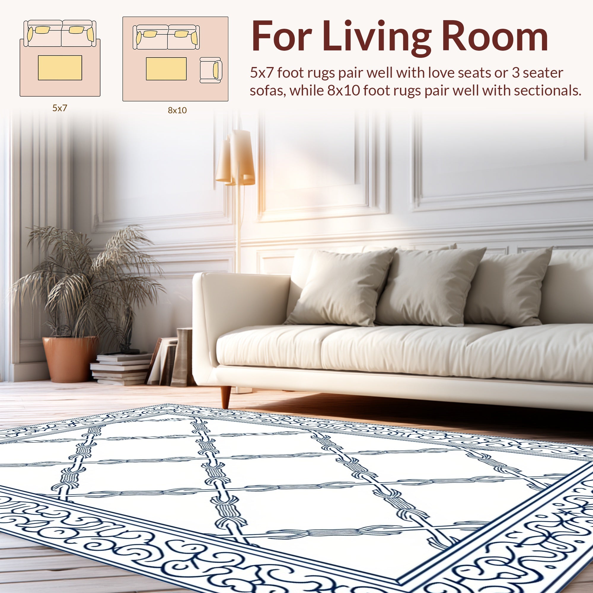 Ornate Lattice Border Design Rug