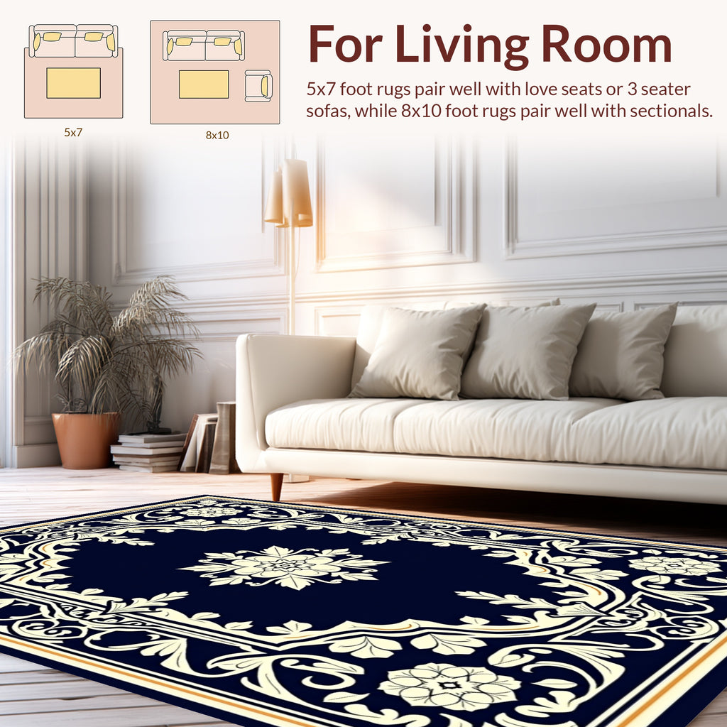 Elegant Floral Arch Cream Ivory Rug