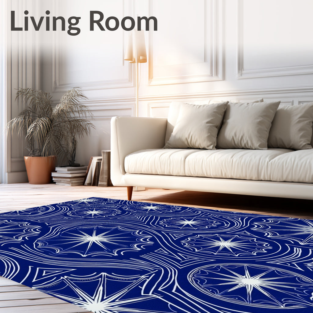 White Starburst Abstract Geometric Pattern Rug