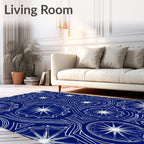 White Starburst Abstract Geometric Pattern Rug
