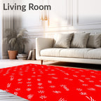 Red Field White Scattered Stars Strokes Rug