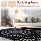 Radial Symmetry Black Blue White Design Rug