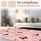 Whimsical Butterflies and Leaf Pattern Rug