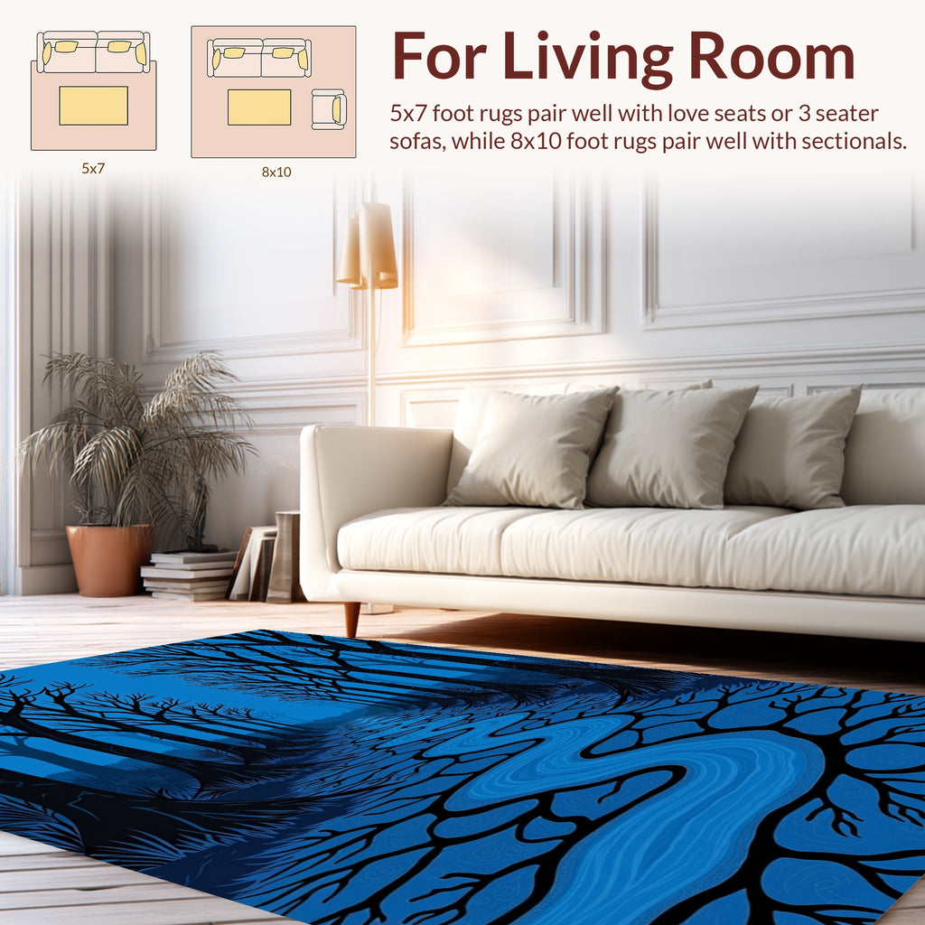 Dark Forest Winding River Path Rug